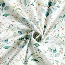 Cotton Poplin Digital Print Eucalyptus – Offwhite -Tailor Supplies Sales Store SZ00 382