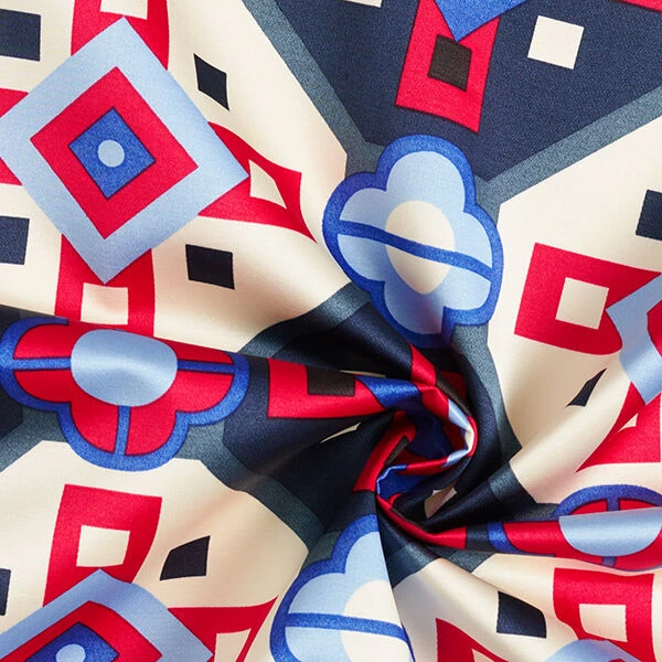 Retro Pattern Cotton Viscose Blend – Blue/red 5 Retro Pattern Cotton Viscose Blend – Blue/red - Image 3