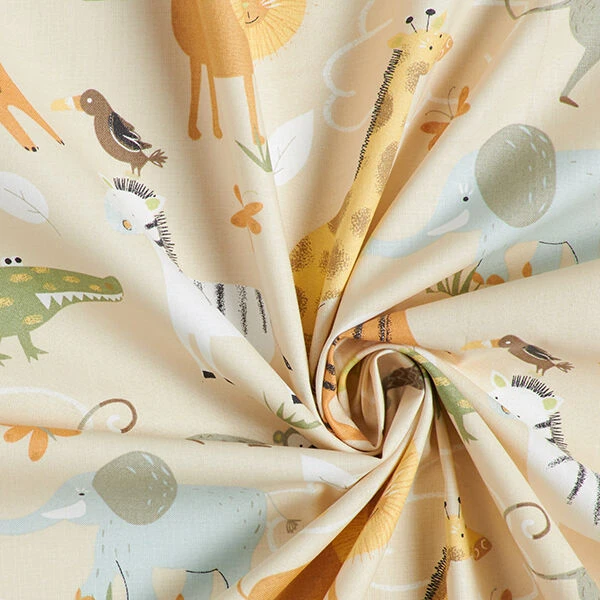 GOTS Cotton Cretonne Safari Animals – Beige 5 GOTS Cotton Cretonne Safari Animals – Beige - Image 3