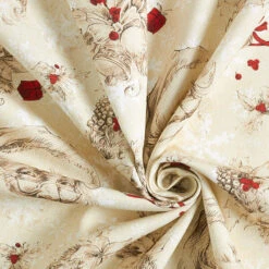 Decorative Cotton Twill Fabric, Classic Christmas – Beige/red -Tailor Supplies Sales Store SZ00 404