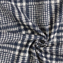 Checked Doubleface Coating Fabric – Navy Blue/white -Tailor Supplies Sales Store SZ00 408