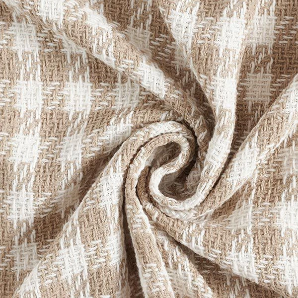 Checked Cotton Coating Fabric – White/dark Beige 6 Checked Cotton Coating Fabric – White/dark Beige - Image 4