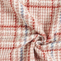 Checks & Houndstooth Coating Fabric – White/dusky Pink -Tailor Supplies Sales Store SZ00 430