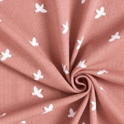 Waffle Jersey Birds – Dusky Pink -Tailor Supplies Sales Store SZ00 45