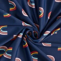 Abstract Rainbows Swimsuit Fabric – Navy Blue -Tailor Supplies Sales Store SZ00 51