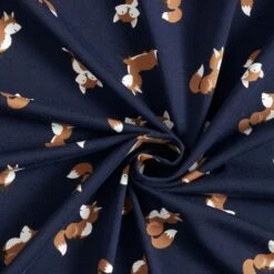 Cotton Jersey Sweet Foxes – Midnight Blue -Tailor Supplies Sales Store SZ00 56