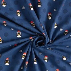 Cotton Jersey Penguin With Santa Hat – Navy Blue -Tailor Supplies Sales Store SZ00 7