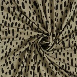 Viscose Jersey, Droplet Dots – Khaki/black -Tailor Supplies Sales Store SZ00 70