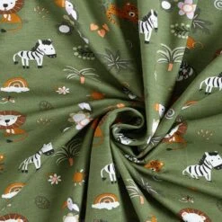 GOTS Cotton Jersey Cute Jungle Animals – Pine 11 GOTS Cotton Jersey Cute Jungle Animals – Pine -Tailor Supplies Sales Store SZ00 81
