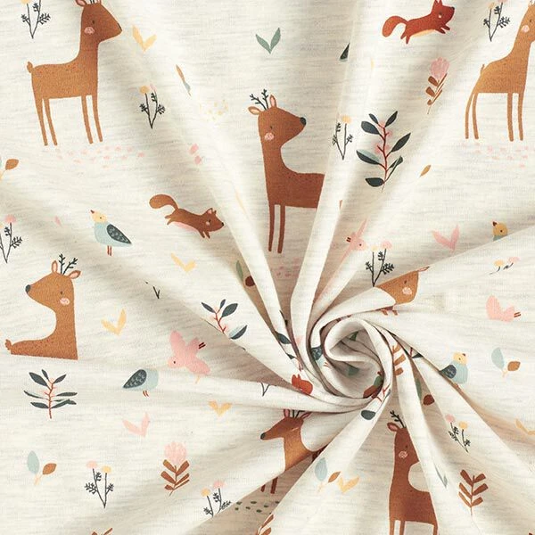 Cotton Jersey Happy Woodland Animals – Natural/light Grey 5 Cotton Jersey Happy Woodland Animals – Natural/light Grey - Image 3