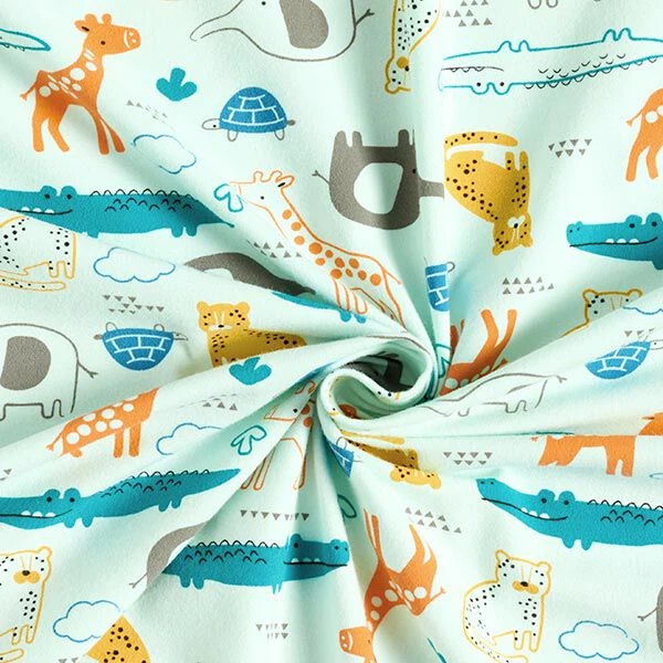 Cotton Jersey Jungle Animals – Mint 5 Cotton Jersey Jungle Animals – Mint - Image 3