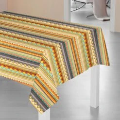 Coated Cotton Ethnic Stripes – Terracotta -Tailor Supplies Sales Store SZ06B 1