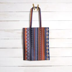 Coated Cotton Ethnic Stripes – Light Petrol/salmon -Tailor Supplies Sales Store SZ35 1