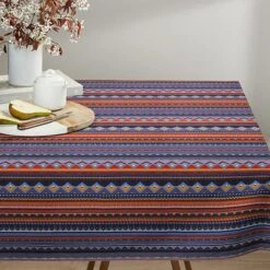 Coated Cotton Ethnic Stripes – Light Petrol/salmon -Tailor Supplies Sales Store SZ58 1