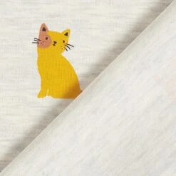 Cotton Jersey Cats And Little Flowers – Natural/light Grey -Tailor Supplies Sales Store ZB01 135