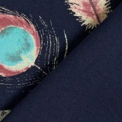 Cotton Jersey Peacock Feathers – Midnight Blue -Tailor Supplies Sales Store ZB01 166