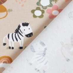 GOTS Cotton Jersey Cute Jungle Animals – Cashew -Tailor Supplies Sales Store ZB01 205