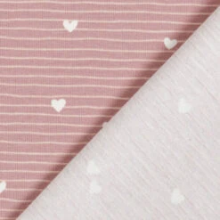 Cotton Jersey Hearts And Stripes– Light Dusky Pink -Tailor Supplies Sales Store ZB01 226
