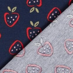 Cotton Jersey Stylised Strawberries – Navy Blue/fire Red -Tailor Supplies Sales Store ZB01 269
