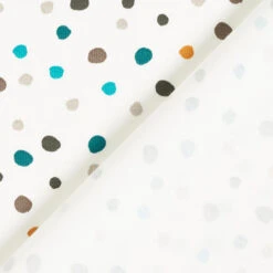 Cotton Jersey Colourful Polka Dots – White/petrol -Tailor Supplies Sales Store ZB01 34