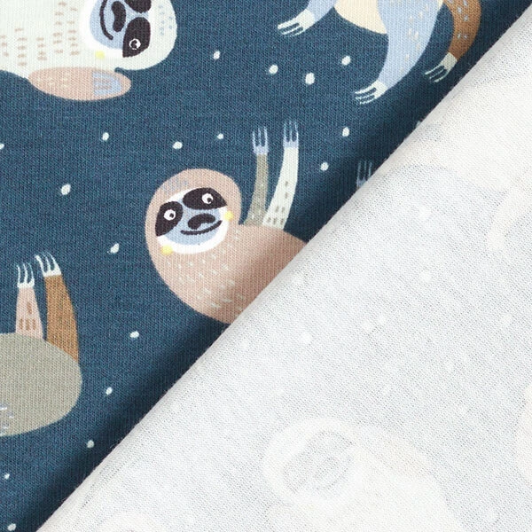 Cotton Jersey Sloths Practising Yoga – Blue Grey 6 Cotton Jersey Sloths Practising Yoga – Blue Grey - Image 4