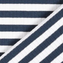 Ribbed Jersey Yarn-dyed Horizontal Stripes – Offwhite/navy Blue -Tailor Supplies Sales Store ZB01 359