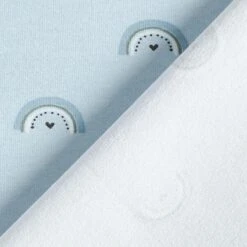 Cotton Jersey Rainbows With Hearts – Sky Blue -Tailor Supplies Sales Store ZB01 367