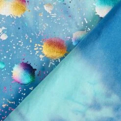 Foil Jersey, Batik Colourful Glitter Blobs – Blue -Tailor Supplies Sales Store ZB01 37
