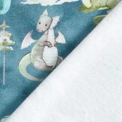Cotton Jersey Watercolour Dragons Digital Print – Ocean Blue -Tailor Supplies Sales Store ZB01 378