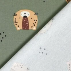 Cotton Jersey Leopard Faces– Pine -Tailor Supplies Sales Store ZB01 382