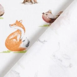 Organic Cotton Jersey Watercolour Woodland Animals – Offwhite -Tailor Supplies Sales Store ZB01 388