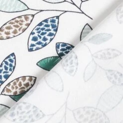 Organic Cotton Jersey Abstract Leafy Tendrils – Offwhite/blue -Tailor Supplies Sales Store ZB01 392