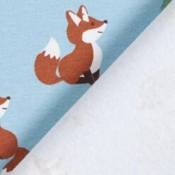 Cotton Jersey Fox In The Woods – Light Blue -Tailor Supplies Sales Store ZB01 398