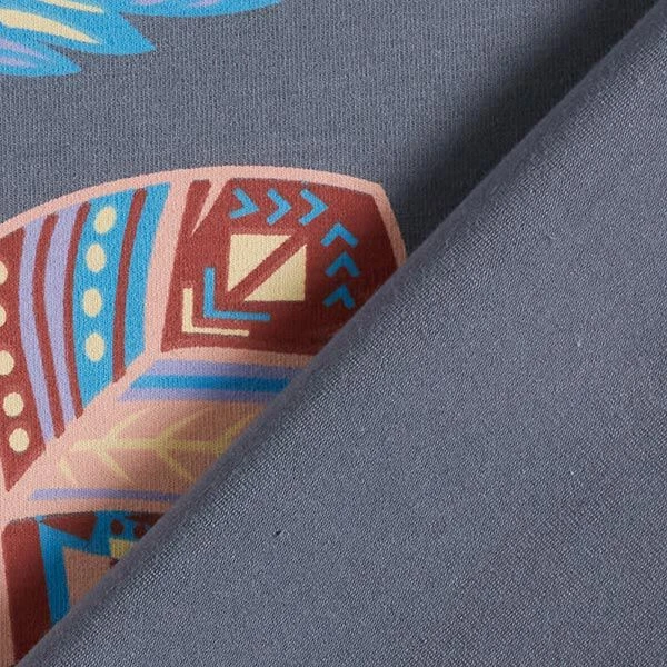 Cotton Jersey Colourful Feathers – Blue Grey 6 Cotton Jersey Colourful Feathers – Blue Grey - Image 4