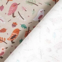 Cotton Jersey Birds In A Shower Of Leaves– Silk Grey -Tailor Supplies Sales Store ZB01 400