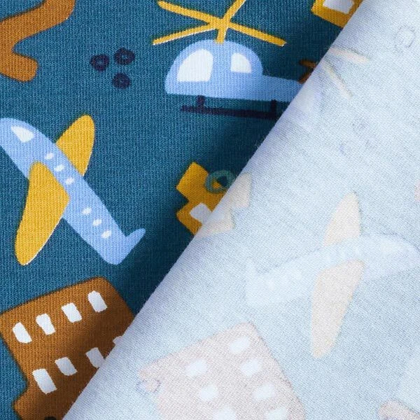 GOTS Cotton Jersey Vehicles – Denim Blue 7 GOTS Cotton Jersey Vehicles – Denim Blue - Image 5