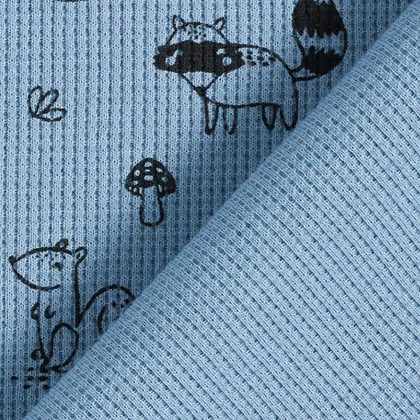 Waffle Jersey Woodland Animals – Steel Blue/black 6 Waffle Jersey Woodland Animals – Steel Blue/black - Image 4