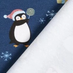 Cotton Jersey Winter Penguins Digital Print – Navy Blue -Tailor Supplies Sales Store ZB01 424