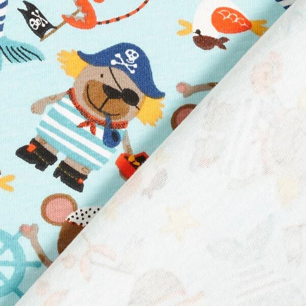 Cotton Jersey Pirate Animals– Aqua Blue 7 Cotton Jersey Pirate Animals– Aqua Blue - Image 5