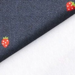 Cotton Jersey Jeans Look Strawberries Digital Print – Blue Grey/fire Red -Tailor Supplies Sales Store ZB01 431