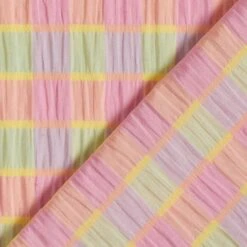 Seersucker Colourful Checks – Light Pink/lemon Yellow -Tailor Supplies Sales Store ZB01 465
