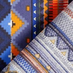 Coated Cotton Ethnic Stripes – Light Petrol/salmon -Tailor Supplies Sales Store ZB01 467