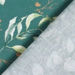 Cotton Poplin Digital Print Eucalyptus – Petrol -Tailor Supplies Sales Store ZB01 469