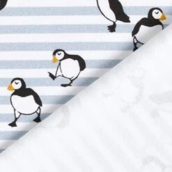 Cotton Jersey Puffins And Stripes Digital Print – White/dove Blue -Tailor Supplies Sales Store ZB01 47