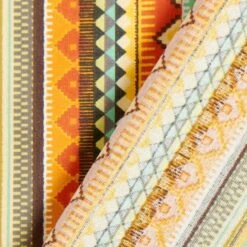 Coated Cotton Ethnic Stripes – Terracotta -Tailor Supplies Sales Store ZB01 477