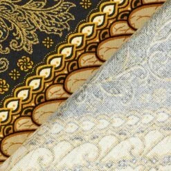 Cotton Fabric Floral Ornaments – Black/gold -Tailor Supplies Sales Store ZB01 486