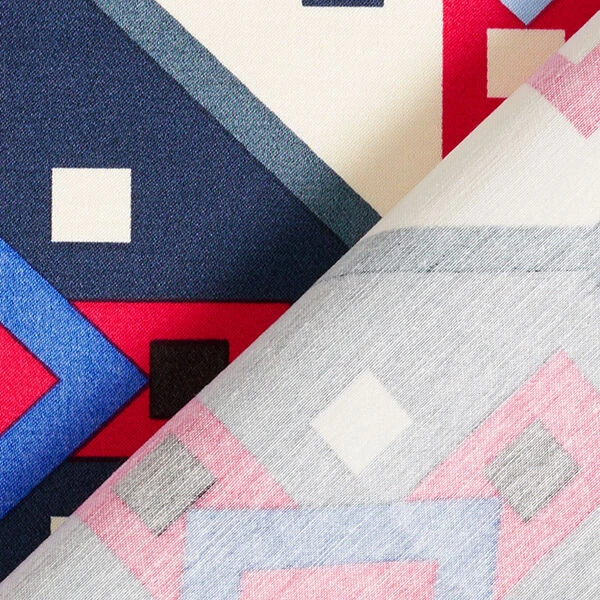 Retro Pattern Cotton Viscose Blend – Blue/red 6 Retro Pattern Cotton Viscose Blend – Blue/red - Image 4