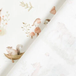 Poplin Sweet Woodland Animals Digital Print – Offwhite -Tailor Supplies Sales Store ZB01 502