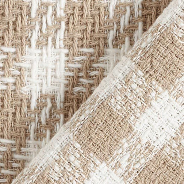 Checked Cotton Coating Fabric – White/dark Beige 7 Checked Cotton Coating Fabric – White/dark Beige - Image 5