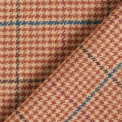 Houndstooth Plaid Coating Fabric With Glitter Effect – Beige/copper -Tailor Supplies Sales Store ZB01 527